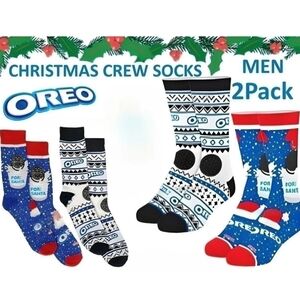 Oreo Cookies 2pack Crew Socks Unisex New For Santa Mens Sz.8-12, Women 9-13